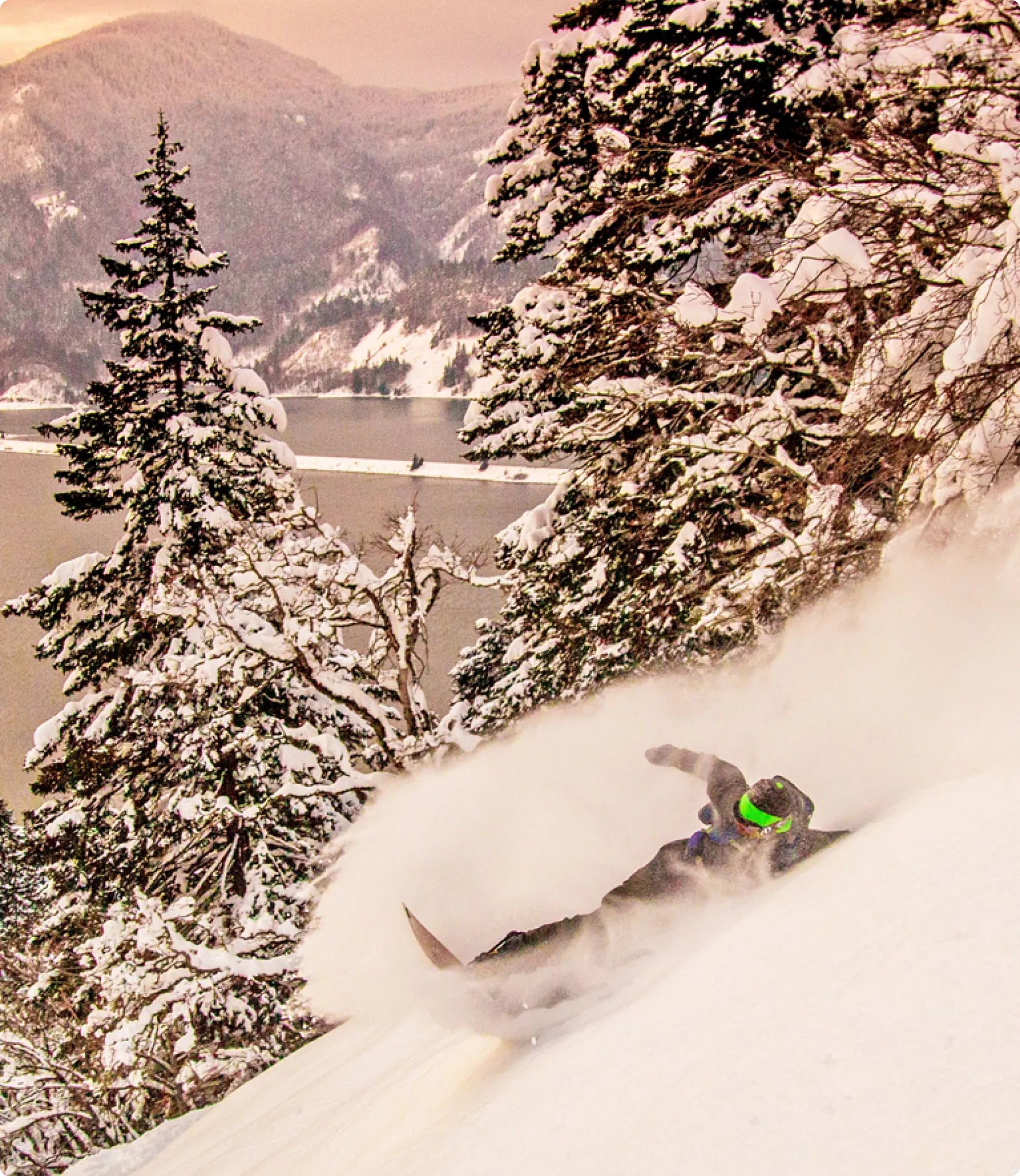 Ian Daly snowboarding at Mitchell Point